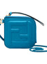 Fendi FF Cube Embossed Small Zip Wallet Mare Blue Leather with Strap available at Queen Bee of Beverly Hills