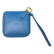 Fendi FF Cube Embossed Small Zip Wallet Mare Blue Leather with Strap available at Queen Bee of Beverly Hills