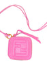 Fendi FF Cube Embossed Small Zip Wallet Pink Leather with Strap available at Queen Bee of Beverly Hills