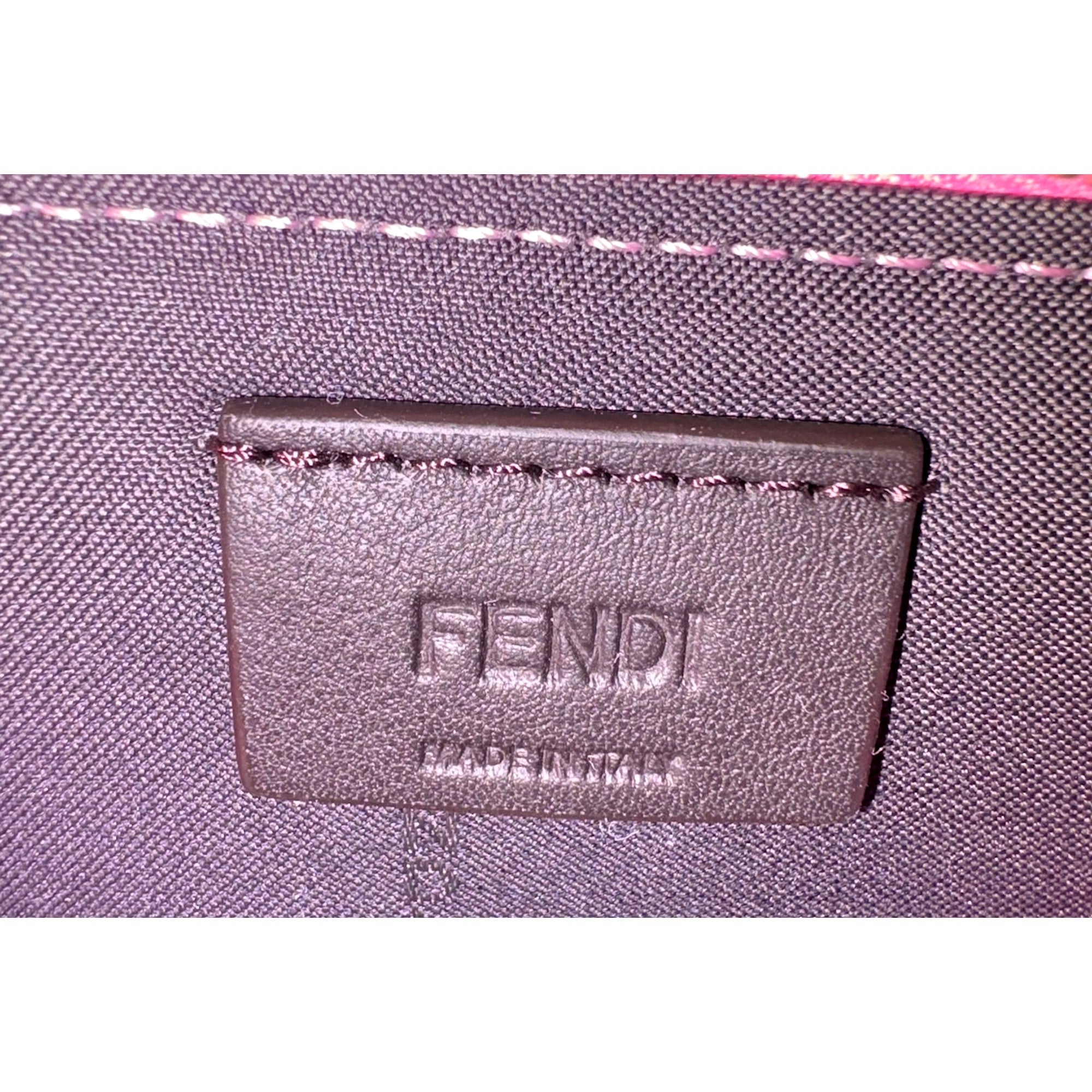 Fendi FF Cube Embossed Small Zip Wallet Pink Leather with Strap