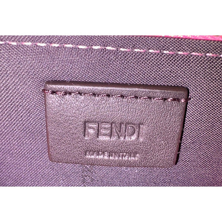 Fendi FF Cube Embossed Small Zip Wallet Pink Leather with Strap available at Queen Bee of Beverly Hills