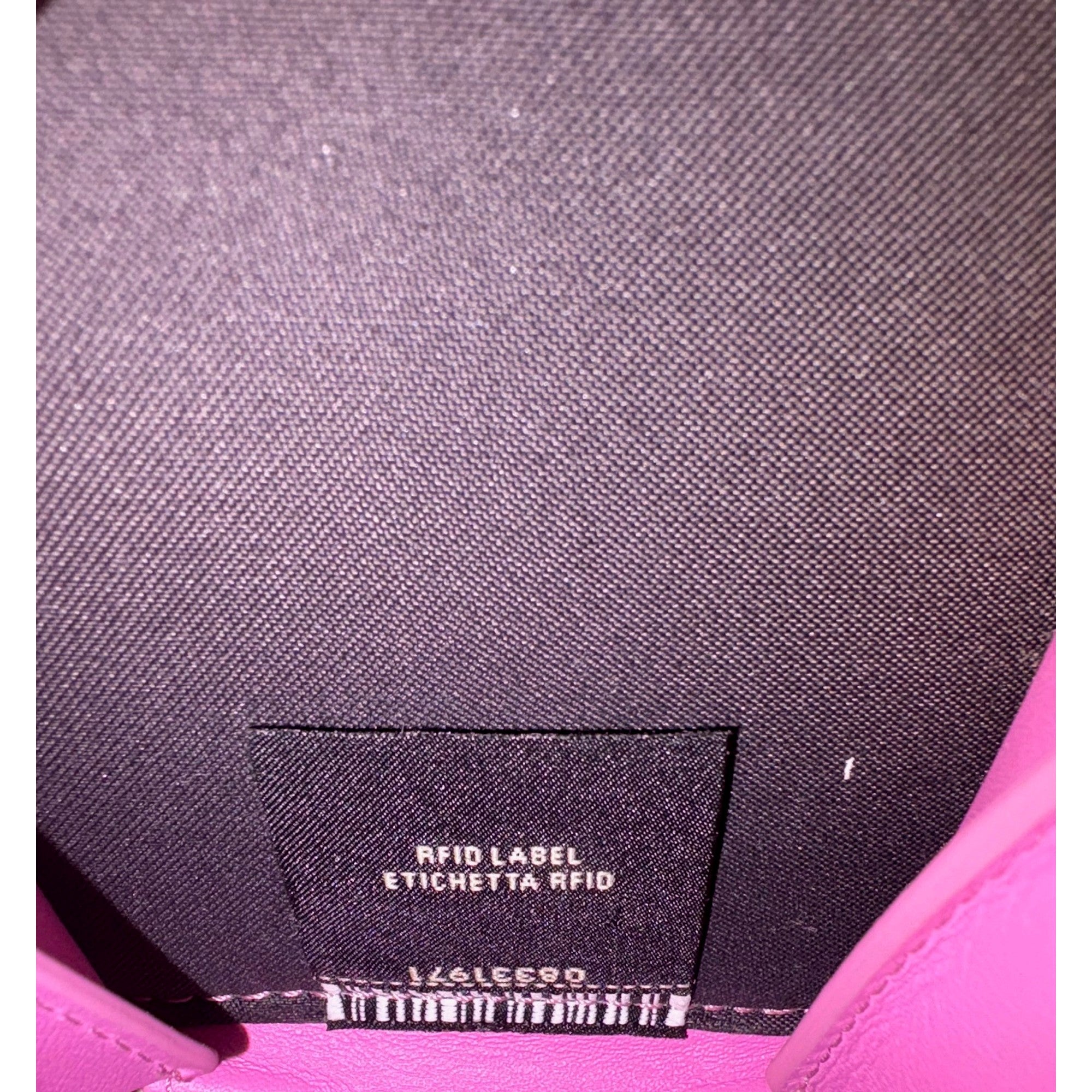 Fendi FF Cube Embossed Small Zip Wallet Pink Leather with Strap