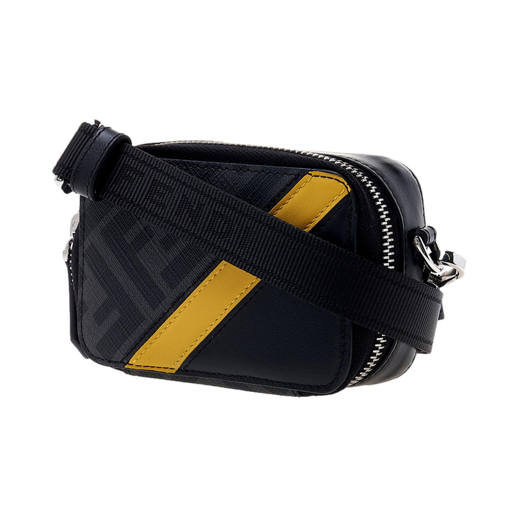 Fendi FF Diagonal Stripe Black Mini Camera Crossbody Bag at_Queen_Bee_of_Beverly_Hills