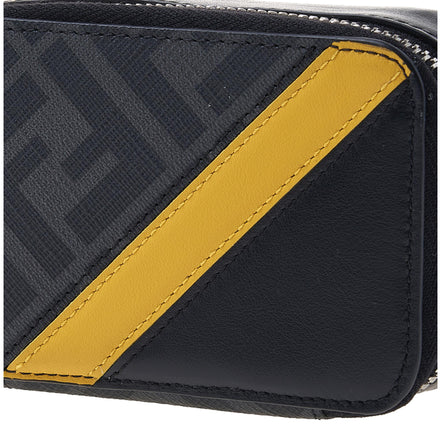 Fendi FF Diagonal Stripe Black Mini Camera Crossbody Bag available at Queen Bee of Beverly Hills