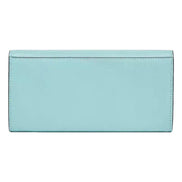 Fendi FF Diamonds Light Blue Calfskin Leather Continental Wallet on Chain Gold Hardware