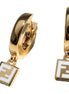 Fendi FF Gold Tone Metal White Enamel Small Hoop Earrings available at Queen Bee of Beverly Hills