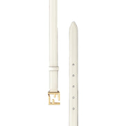 Fendi FF Logo Gold Tone Buckle White Leather Skinny Belt 80 available at Queen Bee of Beverly Hills