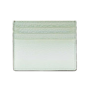 Fendi FF Logo Light Gray and Blue Pebbled Calf Leather Card Case Wallet available at Queen Bee of Beverly Hills