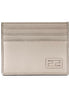 Fendi FF Logo Light Gray and Blue Pebbled Calf Leather Card Case Wallet available at Queen Bee of Beverly Hills