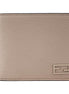 Fendi FF Logo Plaque Light Gray and Blue Pebbled Calf Leather Bifold Wallet available at Queen Bee of Beverly Hills