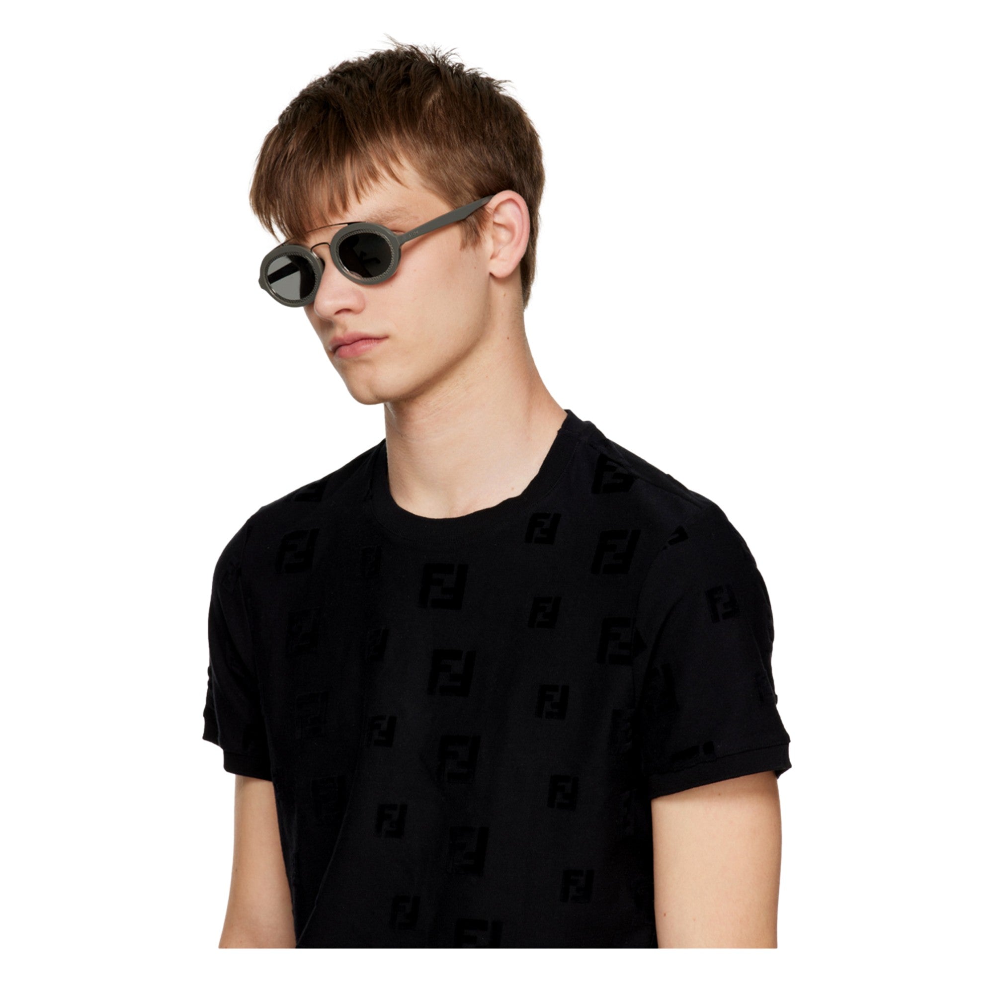 Fendi FF Men's Sunglasses Grey and Palladio Silver available at Queen Bee of Beverly Hills