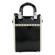 FENDI FF Mini Bag Shopper Tote Crossbody Bag Leather and Canvas Black available at Queen Bee of Beverly Hills