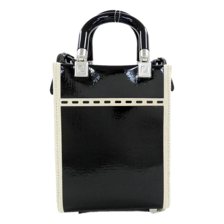 FENDI FF Mini Bag Shopper Tote Crossbody Bag Leather and Canvas Black available at Queen Bee of Beverly Hills