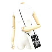 FENDI FF Mini Bag Shopper Tote Crossbody Bag Leather and Canvas Black available at Queen Bee of Beverly Hills
