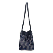 Fendi FF Origami Mini Sac Jacquard Canvas Leather Blue Handbag available at Queen Bee of Beverly Hills