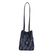 Fendi FF Origami Mini Sac Jacquard Canvas Leather Blue Handbag available at Queen Bee of Beverly Hills