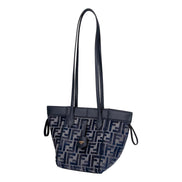 Fendi FF Origami Mini Sac Jacquard Canvas Leather Blue Handbag available at Queen Bee of Beverly Hills