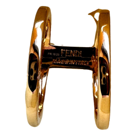 Fendi FF Oro Soft Logo Black and Gold Ring Medium available at Queen Bee of Beverly Hills