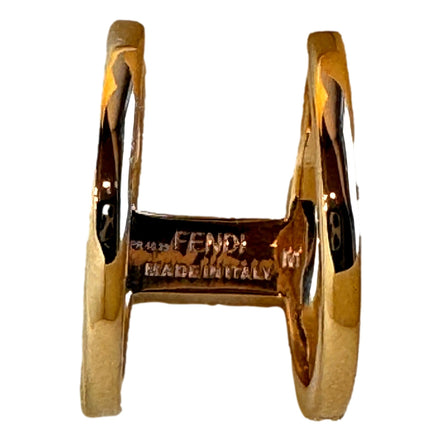 Fendi FF Oro Soft Logo Black and Gold Ring Medium available at Queen Bee of Beverly Hills