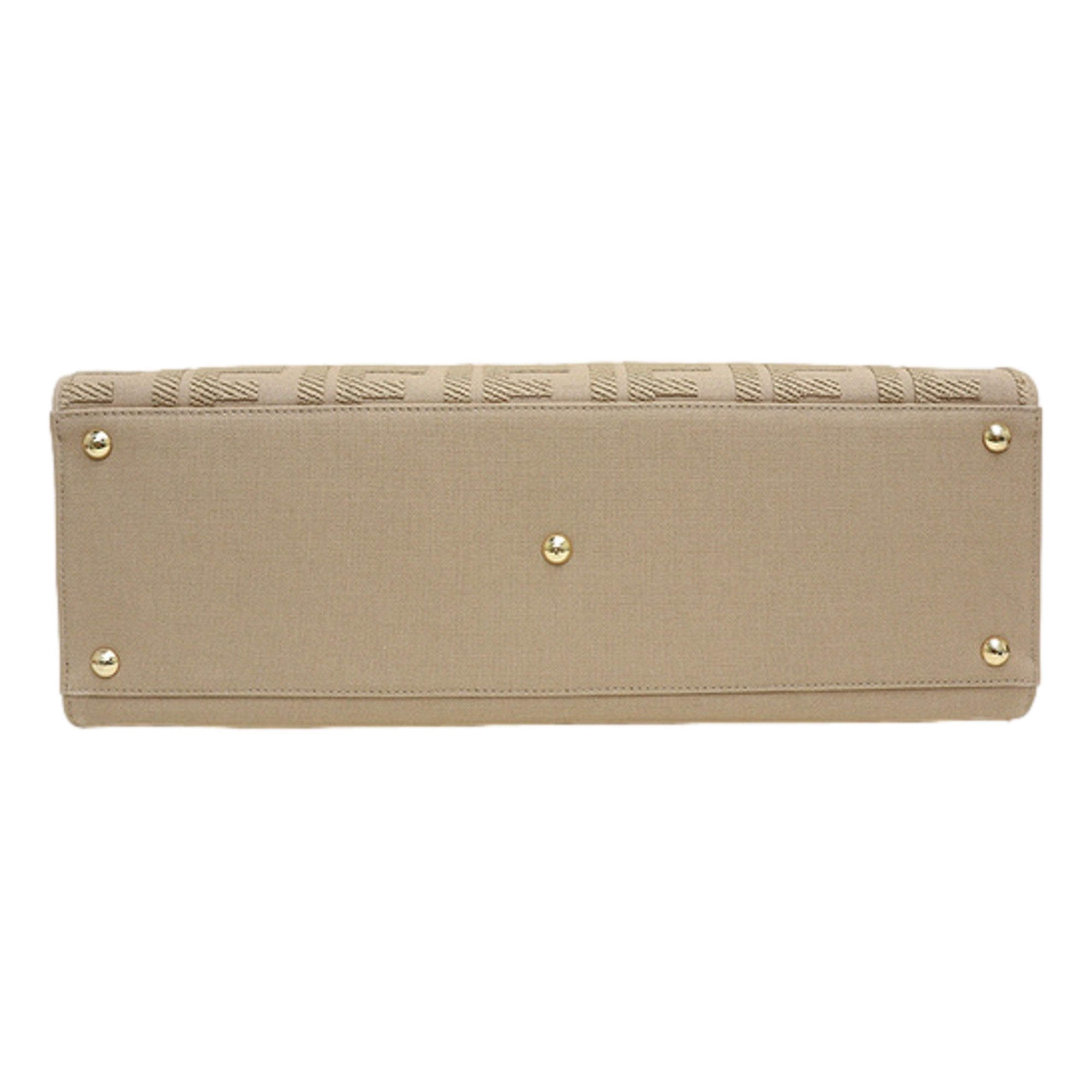 Fendi FF Peekaboo X-Lite Brown Beige Canvas and Leather Tote available at Queen Bee of Beverly Hills