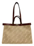 Fendi FF Peekaboo X-Lite Brown Beige Canvas and Leather Tote available at Queen Bee of Beverly Hills