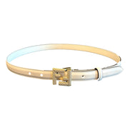 Fendi FF Studded Skinny Ivory Latte Belt Size 85 available at Queen Bee of Beverly Hills