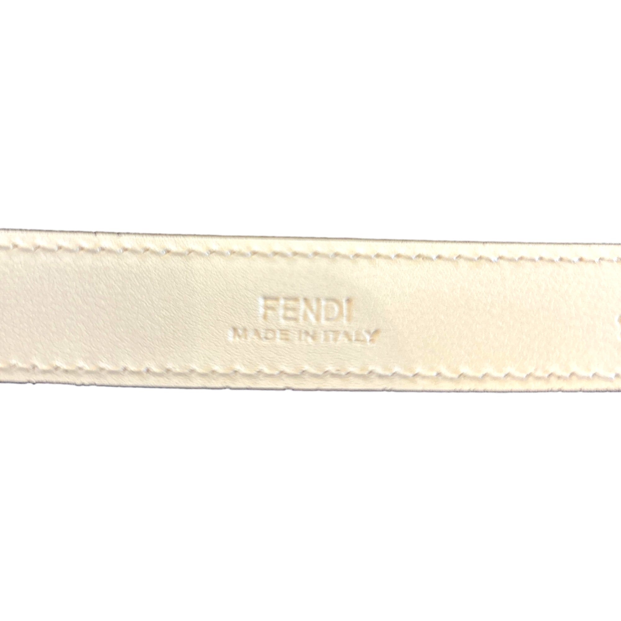 Fendi FF Studded Skinny Ivory Latte Belt Size 85 available at Queen Bee of Beverly Hills