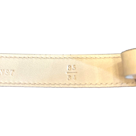 Fendi FF Studded Skinny Ivory Latte Belt Size 85 available at Queen Bee of Beverly Hills
