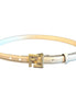 Fendi FF Studded Skinny Ivory Latte Belt Size 90 available at Queen Bee of Beverly Hills