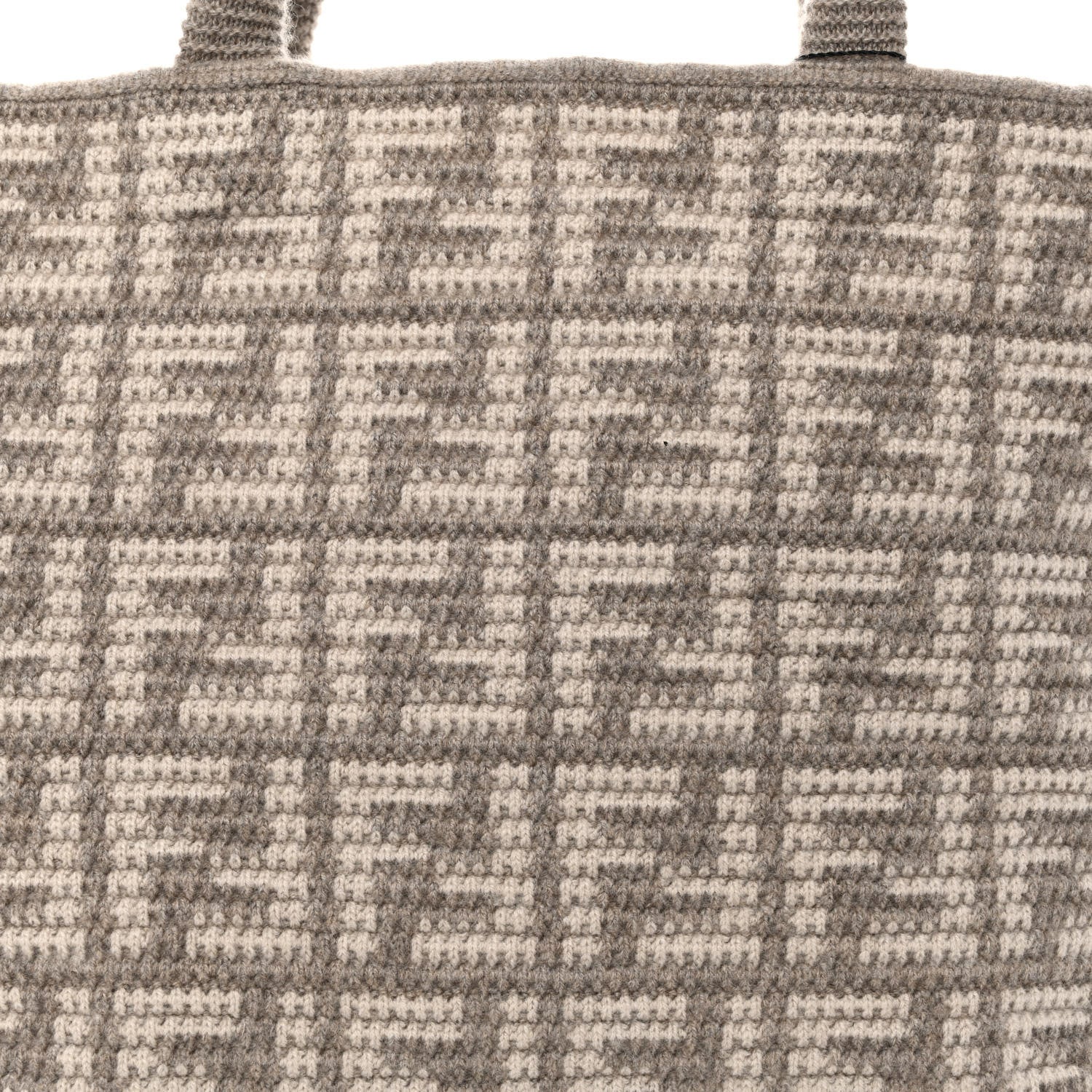 Fendi FF Tortora Gray Knitted Cashmere Wool Large Shopper Tote Bag available at Queen Bee of Beverly Hills