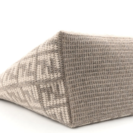 Fendi FF Tortora Gray Knitted Cashmere Wool Large Shopper Tote Bag available at Queen Bee of Beverly Hills