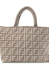 Fendi FF Tortora Gray Knitted Cashmere Wool Large Shopper Tote Bag available at Queen Bee of Beverly Hills
