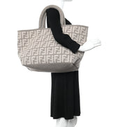 Fendi FF Tortora Gray Knitted Cashmere Wool Large Shopper Tote Bag available at Queen Bee of Beverly Hills