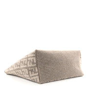 Fendi FF Tortora Gray Knitted Cashmere Wool Large Shopper Tote Bag available at Queen Bee of Beverly Hills