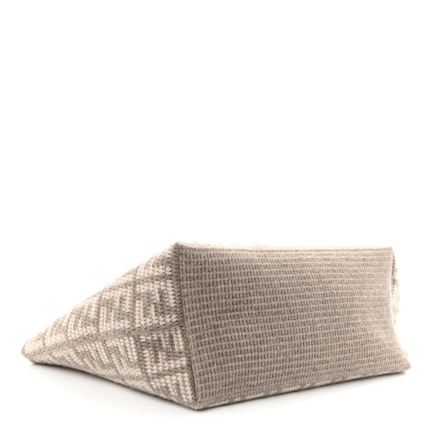 Fendi FF Tortora Gray Knitted Cashmere Wool Large Shopper Tote Bag available at Queen Bee of Beverly Hills