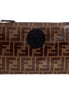 Fendi FF Zucca Brown Coated Canvas Flat Zipper Pouch Clutch available at Queen Bee of Beverly Hills