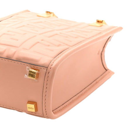 Fendi FF Zucca Leather Mini Sunshine Shopper Tote Crossbody Bag Baby Pink available at Queen Bee of Beverly Hills