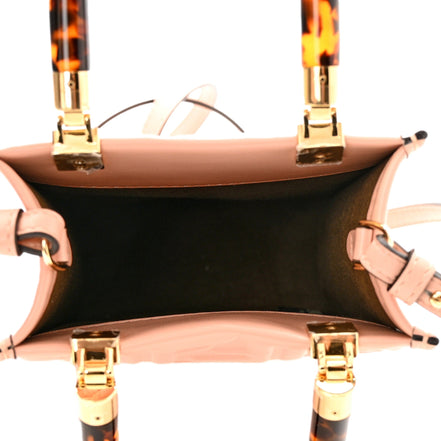 Fendi FF Zucca Leather Mini Sunshine Shopper Tote Crossbody Bag Baby Pink available at Queen Bee of Beverly Hills