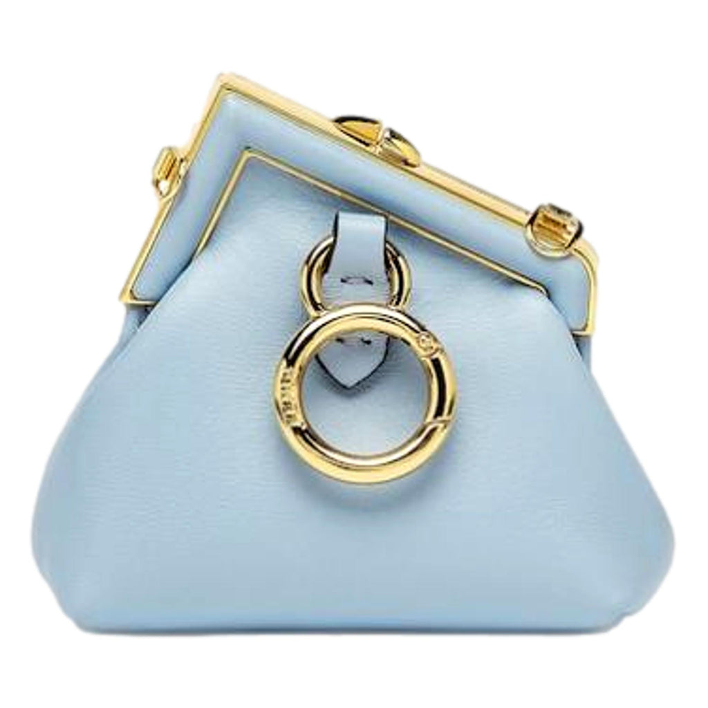 Fendi First Blue Leather Nano Coin Purse Charm 7AS051 at_Queen_Bee_of_Beverly_Hills
