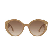 Fendi First Dark Beige Acetate Round Frame Tinted Sunglasses available at Queen Bee of Beverly Hills