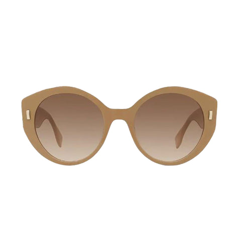 Fendi First Dark Beige Acetate Round Frame Tinted Sunglasses available at Queen Bee of Beverly Hills