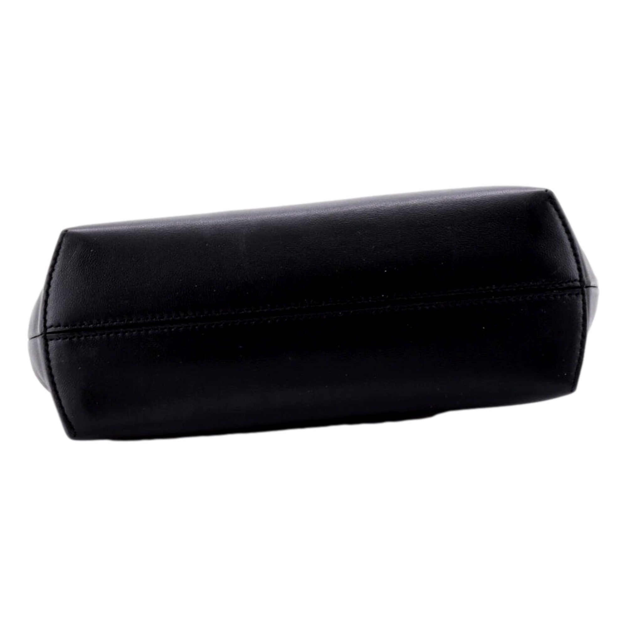 Fendi First Midi Nappa Leather Clutch Crossbody Bag Nero Black Gold FF Logo