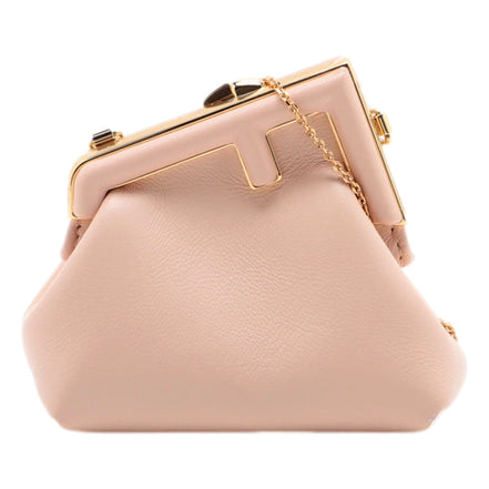 Fendi First Poudre Powder Pink Leather Nano Micro Charm Pouch Bag available at Queen Bee of Beverly Hills