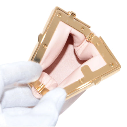 Fendi First Poudre Powder Pink Leather Nano Micro Charm Pouch Bag available at Queen Bee of Beverly Hills