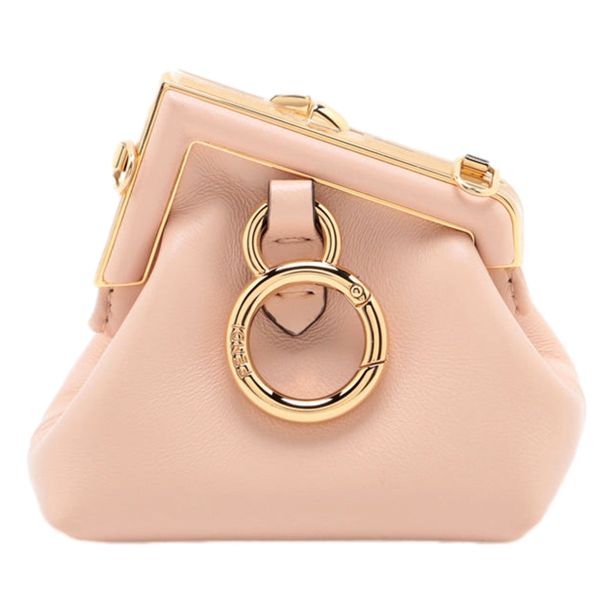 Fendi First Poudre Powder Pink Leather Nano Micro Charm Pouch Bag available at Queen Bee of Beverly Hills