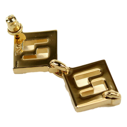 Fendi Forever Gold Tone Metal FF Dangle Stud Earrings available at Queen Bee of Beverly Hills