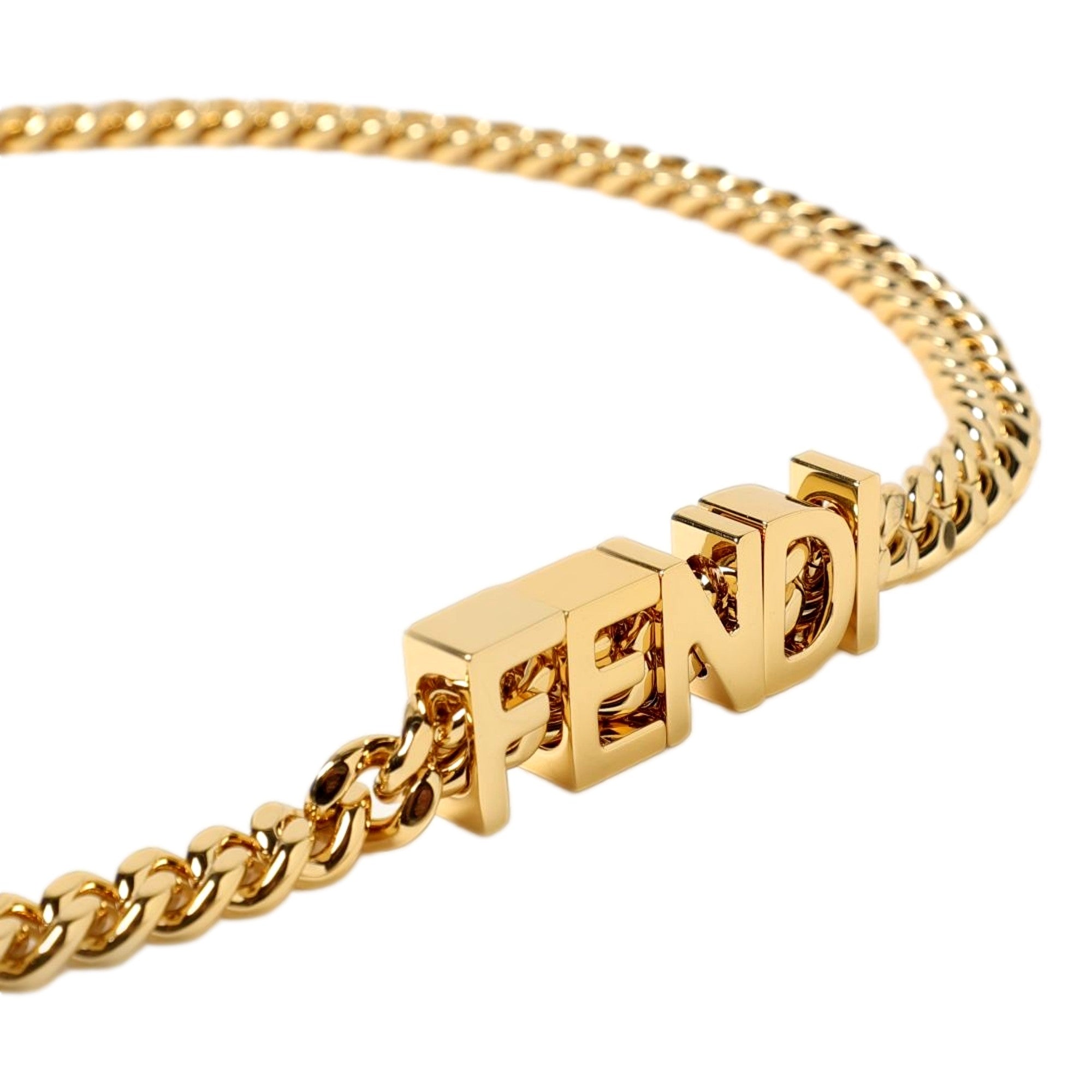 Fendi Lettering Gold Chain Statement Belt Size 65 available at Queen Bee of Beverly Hills