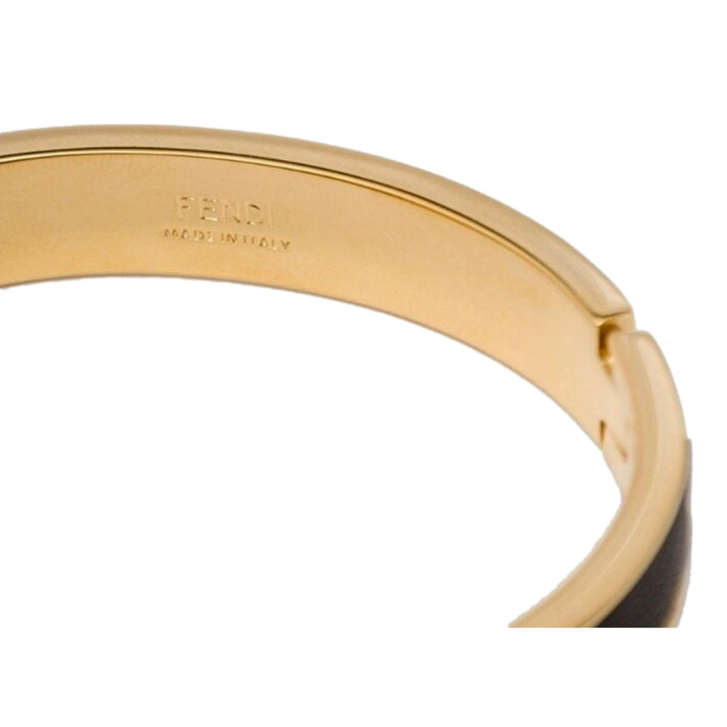 Fendi Master Key Black Leather Gold Small Bracelet at_Queen_Bee_of_Beverly_Hills