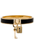 Fendi Master Key Black Leather Gold Small Bracelet available at Queen Bee of Beverly Hills