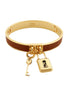 Fendi Master Key Brandy Leather Gold Medium Bracelet available at Queen Bee of Beverly Hills